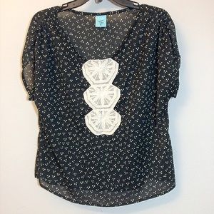 Happening in the Present(HIP) sheer & crochet top